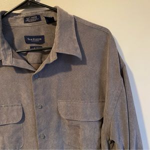 Van Heusen Faux Soft Suede Button Up Polo Shirt